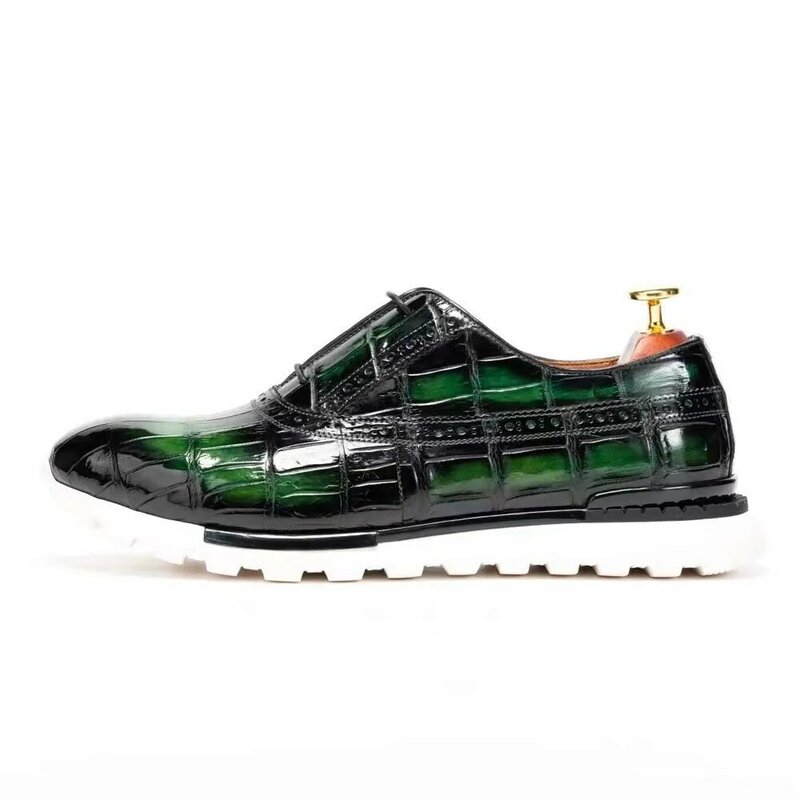 Yingshang, новинка 2022, Мужская обувь для отдыха, мужская зеленая обувь из крокодиловой кожи, Крокодиловая Кожа, обувь для мужчин, спортивная обувь с резиновой подошвой