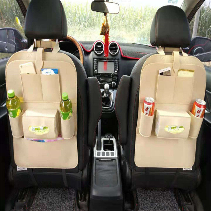 2 Pack Universal Car Seat Back Organizer Multi Pocket Storage Bag Car Back Seat Kick Protector Cover For Kids