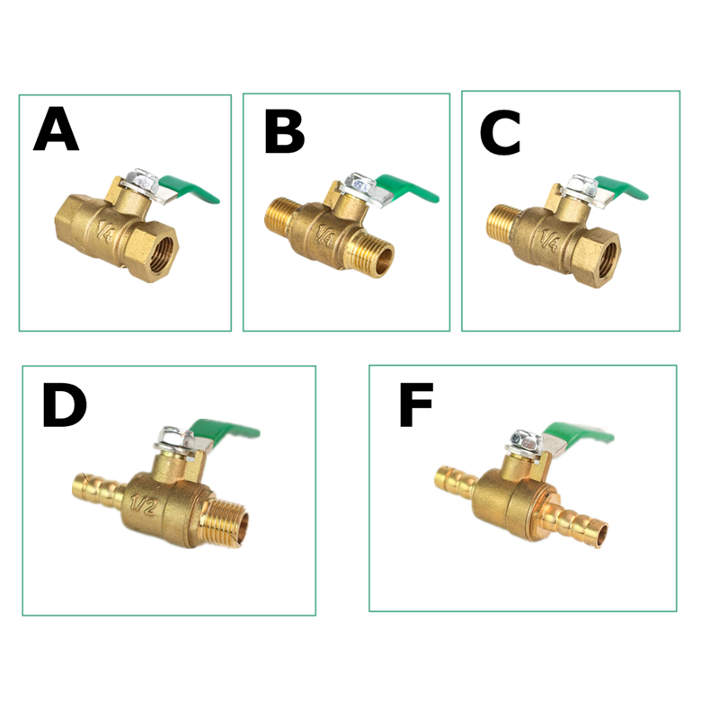 Hose Barb Inline Brass Water Oil Air Gas Fuel Line Shutoff Ball Valve Pipe Fittings Pneumatic Connector Controller