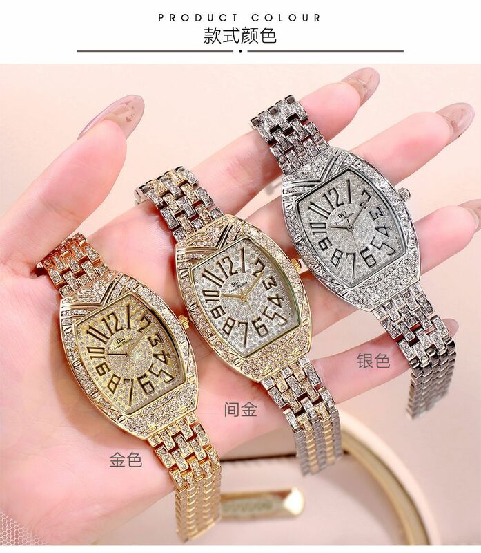 หรูหราเต็มรูปแบบเพชรผู้หญิงนาฬิกาคริสตัลสุภาพสตรีนาฬิกาข้อมือนาฬิกาRelojes Quartzนาฬิกาสำหรับสุภาพสตรี10