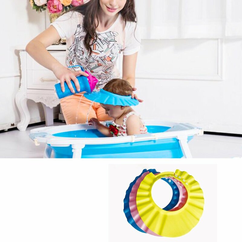 赤ちゃんと子供のための透明なシャワーキャップ,シャンプー用の調節可能な弾性シャンプーカバー
