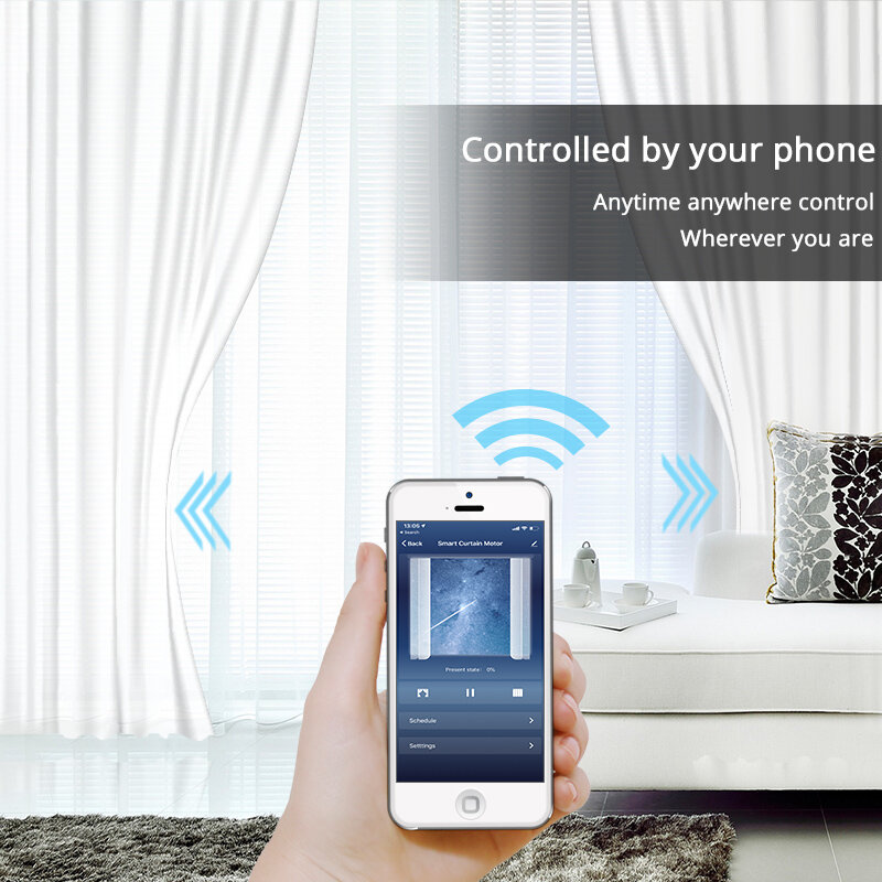 Wifi inteligente sistema de trilha do motor cortina automática motorizada vida inteligente app controle remoto funciona com amazon alexa eco google casa
