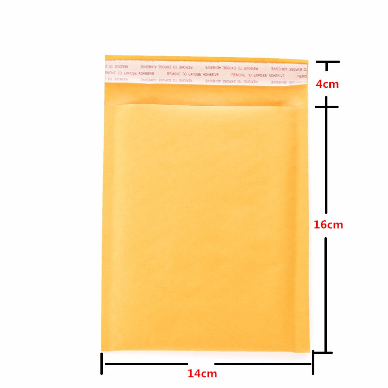 Saco de comunicação de papel kraft amarelo, selagem autoadesiva, envelope de embalagem, bolha acolchoada, suprimentos de negócios, 14x16cm + 4cm, 3pcs