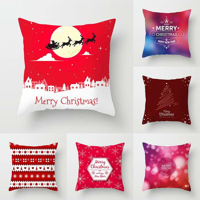 뜨거운 메리 크리스마스 장식 Pillowcases 폴리 에스터 크리스마스 산타 클로스 던져 베개 케이스 커버 Pillowcase funda de almohada
