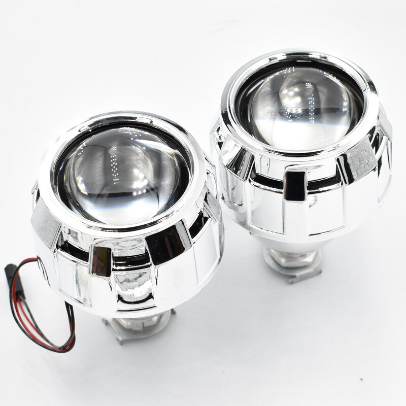 Lampu Depan Mini 2.5 "Lensa Proyektor Bi-xenon Hid dengan Mata Setan Kain Kafan untuk H1 H4 H7 Lampu Depan Mobil Motor Retrofit
