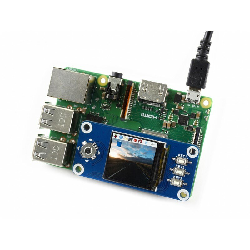Display LCD HAT para Raspberry Pi, Controlador Embutido, Tela IPS, 1.3 ", 240x240 Pixels, Interface SPI
