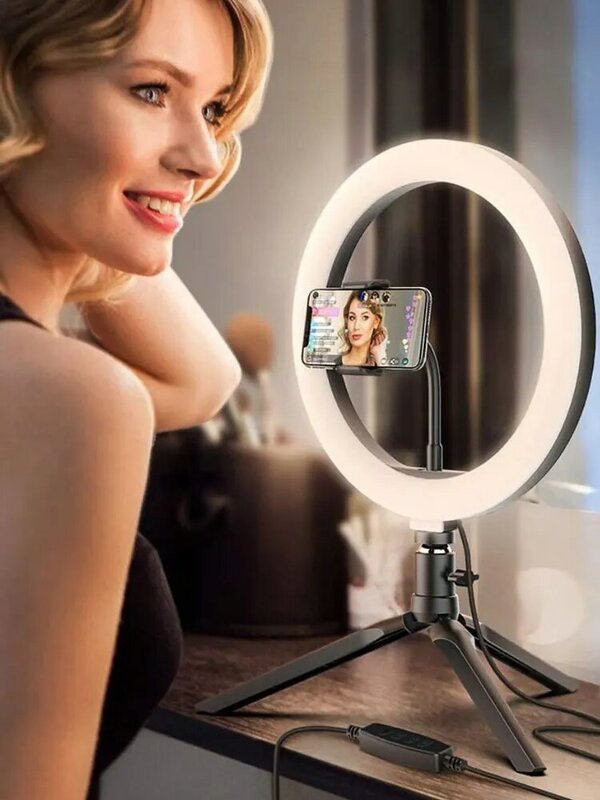 Mờ 10Inch LED Selfie Ring Đầy Ánh Sáng Máy Ảnh Điện Thoại Vòng Led Trang Điểm Đèn Chân Máy Cho Video Youtube Tik tok