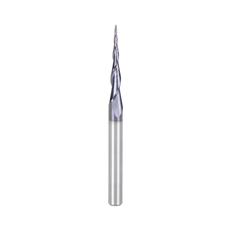1pc 2 Flutes 1/8 Shank CNC Solid Carbide Ball Nose Tapered End Mill Radius 0.25mm TiAIN Coated Wood Metal Milling Cutter