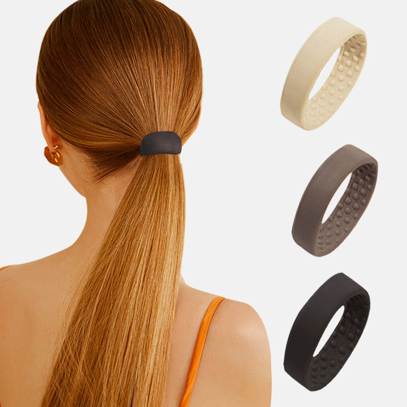 Silicone Ponytail Holder Hair Tie para mulheres, Scrunchies de cabelo dobrável, elástico simples, acessórios para cabelo