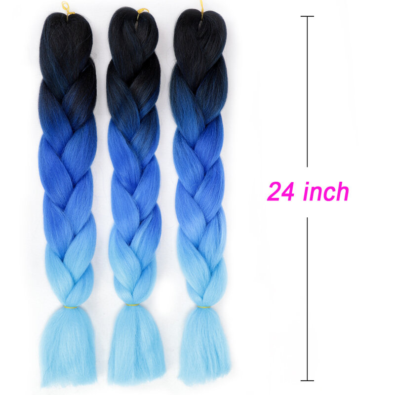 Black Star Hair Ombre Jumbo Braiding Hair Extensions 24 Inches 100g/Pieces Crochet Twist Braids Synthetic Hair Fiber for Women