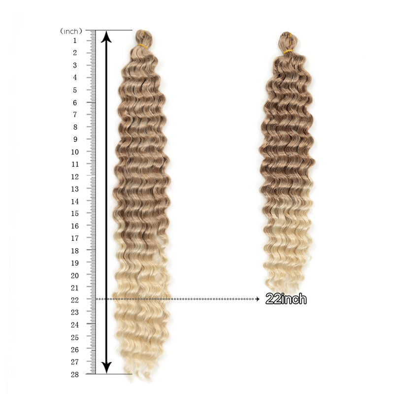 人工毛エクステンション,22〜28インチ,本物のかぎ針編みのブレード
