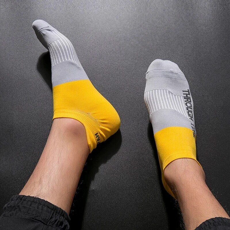 Meias esportivas de tornozelo para homens, meias de nylon, respiráveis e antiderrapantes em tecido de algodão para basquete, corrida, futebol e viagem