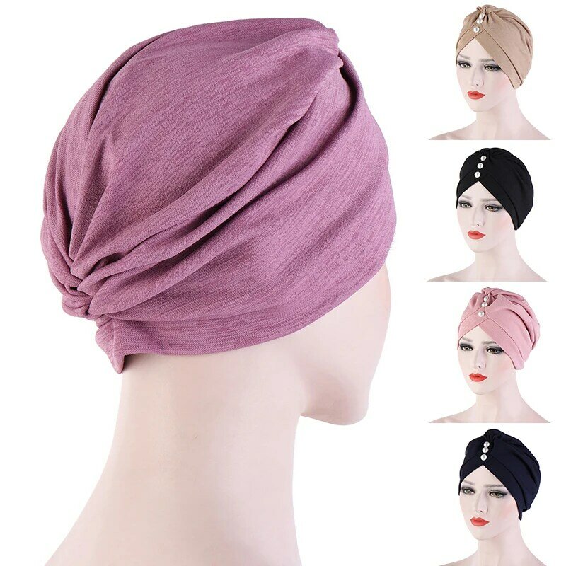 fashion hijabs cap 2020 cotton solid muslim turban scarf women islamic hijab caps Arab wrap head femme musulman turbant summer