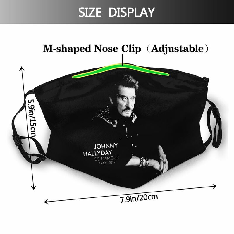 Johnny Hallyday-mascarilla Facial para adulto, máscara con 2 filtros, a la moda