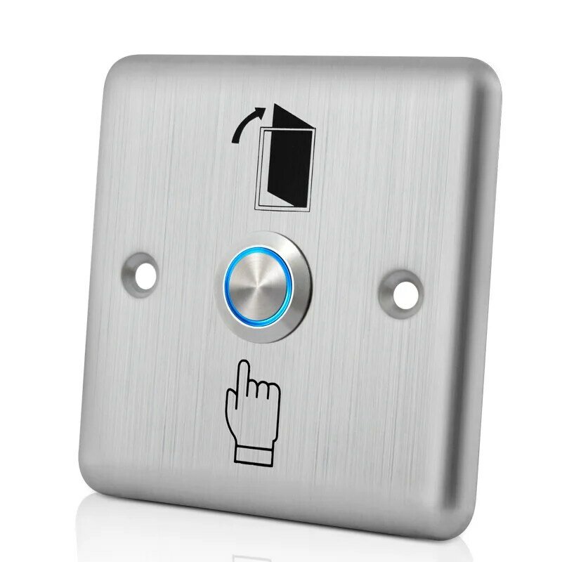 Interruptor de botón de salida de acero inoxidable con retroiluminación LED, abridor de Sensor de puerta, liberación para Control de acceso, plateado