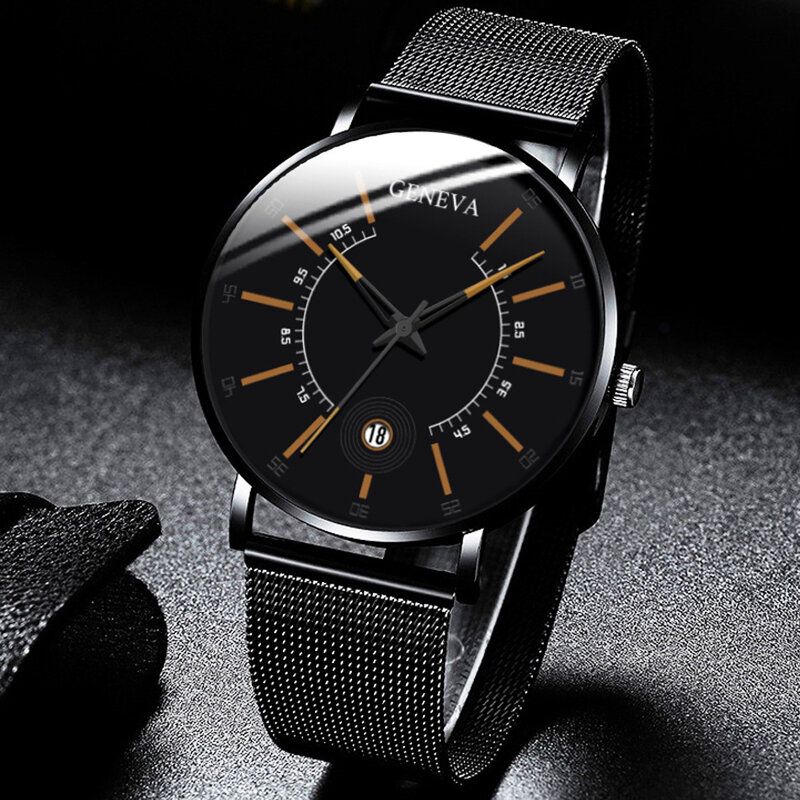 2021 new fashion Geneva couple men's and women's simple business net with quartz watch