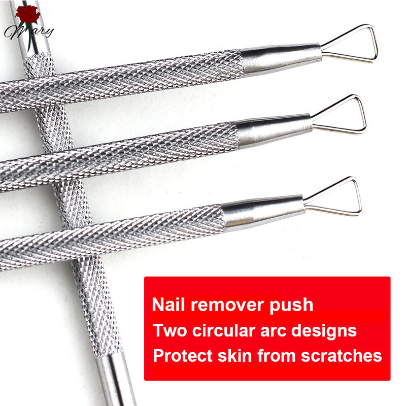 Rosmarino acciaio inossidabile cuticola Nail Pusher Nail Art UV Gel Remover Manicure Pedicure set di cura cuticole Pusher strumenti