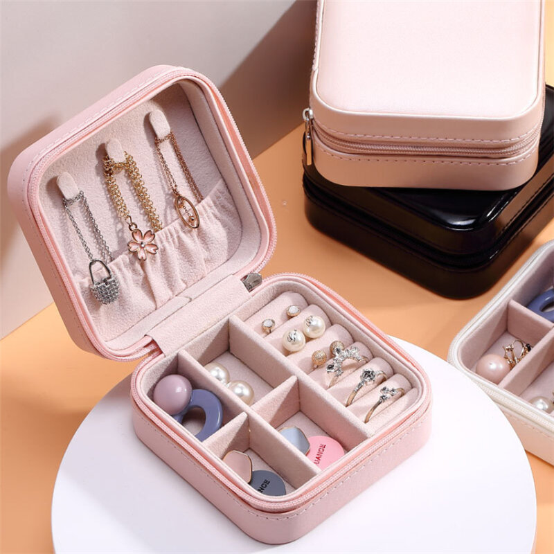 JWWWBOX Jewelry Organizer For Women PU Leather Jewelry Display Box Packaging With Lock For Earrings Bracelets Necklaces Rings