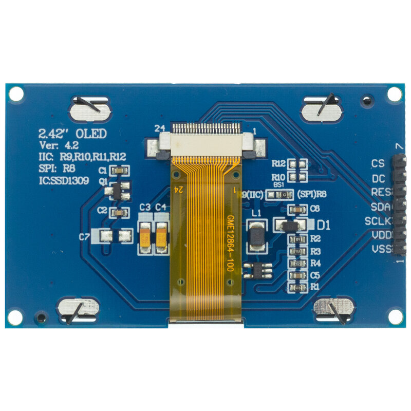 2.42 Inch 2.42 "Oled Display Module 128X64 Lcd Hd Scherm Module SSD1309 7 Pin Spi/Iic i2C Seriële Interface Voor Arduino Uno R3