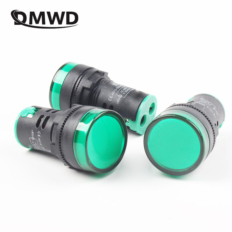 Signal lumineux étanche, ampoule verte, bouton en plastique, ad16-22ds 22mm AC DC 12V 24V 110V 220V