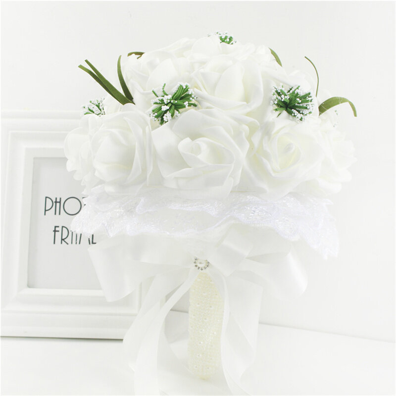 YO CHO Свадебный букет подружки невесты, цветок розы, искусственный жемчуг, розовый букет, свадебные принадлежности, праздничные украшения