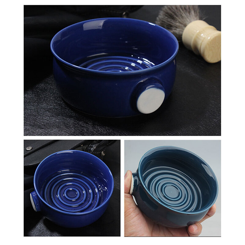 Керамическая синяя мужская чашка для бритья для мужчин чашка для бритья кисти и бритья мыла