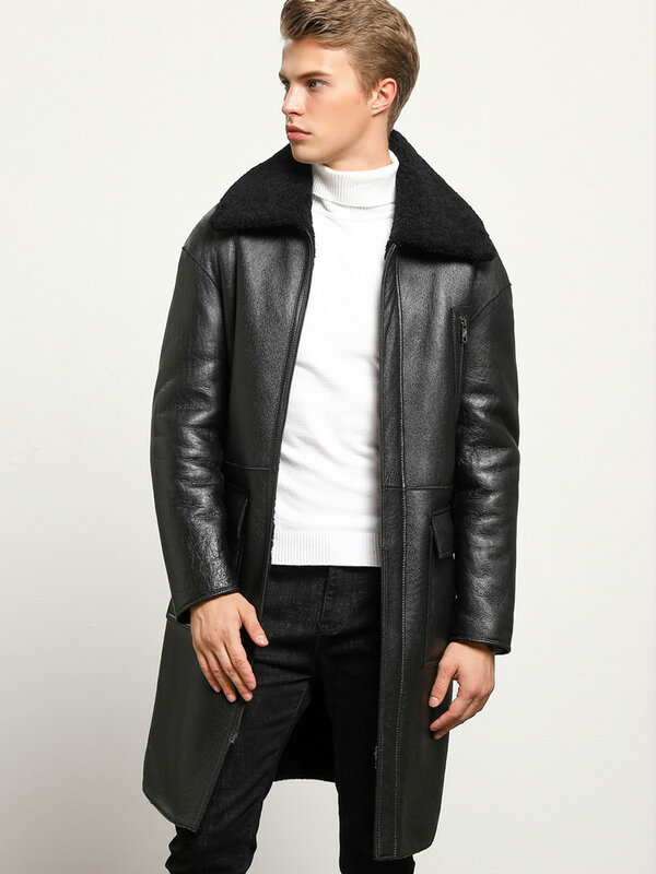 Shearling di pecora Boollili giacca in vera pelle da uomo cappotto invernale in vera pelliccia cappotti in pelle di montone abbigliamento su entrambi i lati
