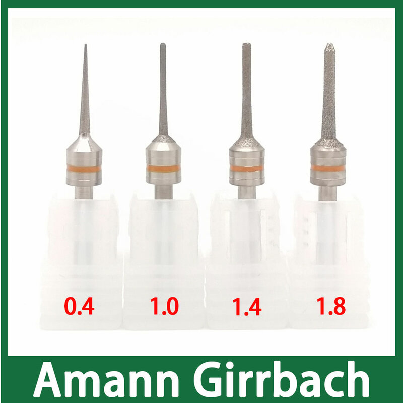 Amann Girrbach 유리 세라믹 다이아몬드 그라인더, 0.4mm, 1.0mm, 1.4mm 사용 가능 1.8mm