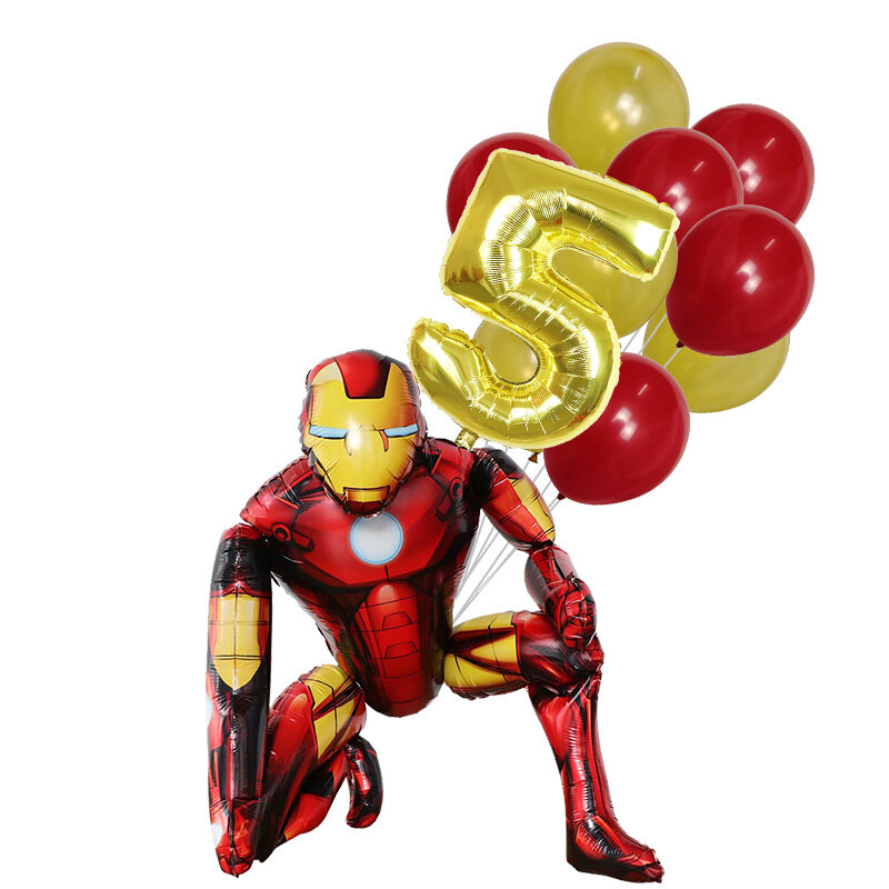 1Set Big 3D Spiderman Iron Man Foil Balloons The Avenger Superhero Globos Children Birthday Party Decoration Supplies Kids Toy