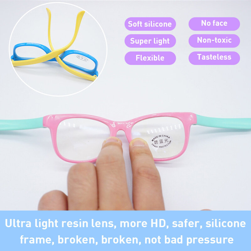 نظارات للأطفال 2022 TR90 بإضاءة زرقاء دائرية بإطار بصري مرن من السيليكون نظارات شفافة للحاسوب للأولاد والبنات