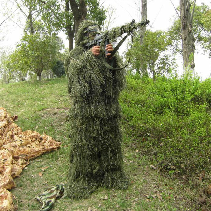 4 pçs terno caça camuflagem floresta 3d ghillie treinamento biônico bowhunt ghillie