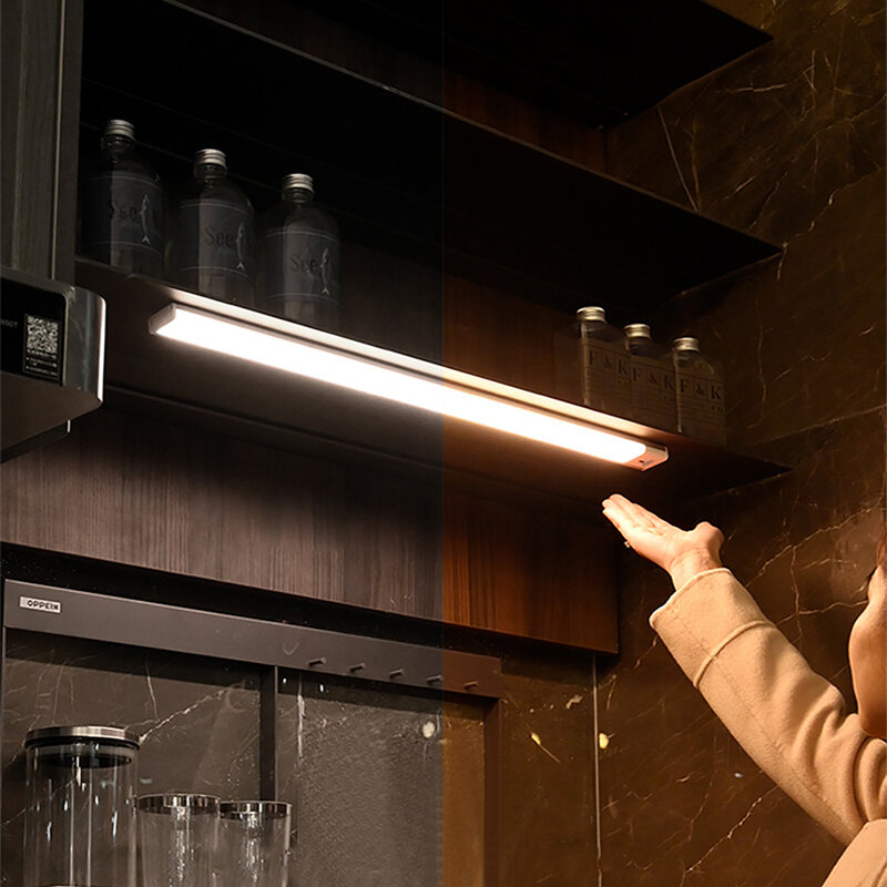 Led küche lampe motion sensor control usb port li batterie power schrank lichter 3 meter sensortive abstand tragbare hand lampe