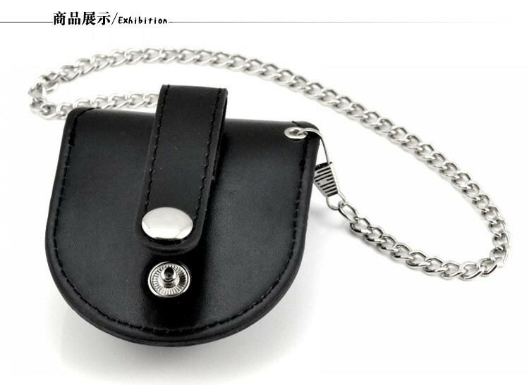 Black Pocket Watch Box Decoration Leather Case Vintage Pendant Accessory Leather Case Fashion Chain Mini Storage Wallet