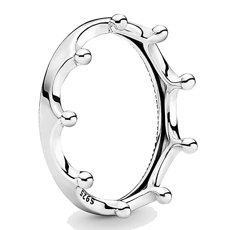Cincin perak murni 925 1:1 ditinggikan tangan cinta hati dipoles mahkota tanda tangan lingkaran perempuan Cincin Fashion DIY Perhiasan