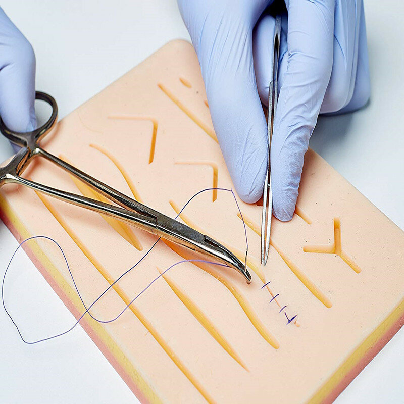 Material de sutura de Gel de sílice traumático humano, juego de almohadillas para la piel, práctica de medicina, Kit de entrenamiento de sutura quirúrgica, equipo médico