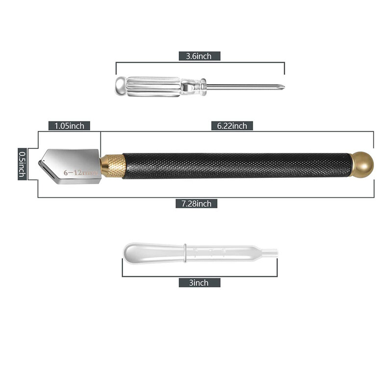 Набор инструментов для резки стекла, Твердосплавный Наконечник 2-20 мм, карандаш для подачи масла, с 2 лезвиями и отверткой, ручной инструмент для резки стекла
