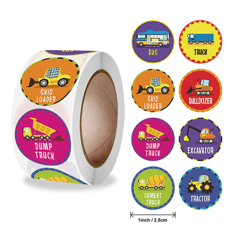 500pcs/Roll Creative Circus Series Learning Reward Stationery Sticker Fashion Office School Truck Seal Stickers
