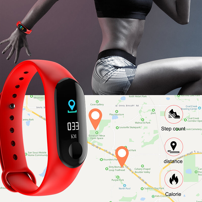 Montre intelligente Sport Bracelet bande intelligente moniteur de pression artérielle M3 étanche bracelets intelligents Smartband Fitness Tracker montre