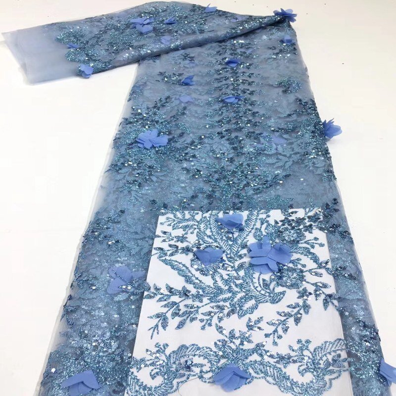 Moda francês lantejoulas tecido de alta qualidade bordado africano rendas líquidas nigeriano 3d tule tecido ts9431