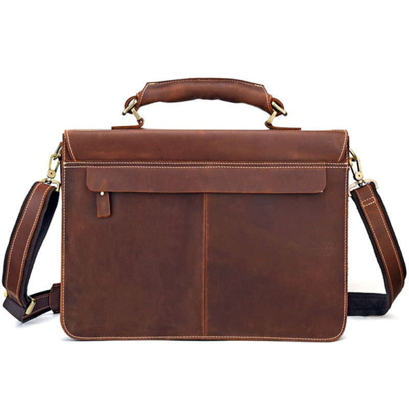 Модный вместительный кожаный мужской портфель в стиле ретро, кожаная сумка для ноутбука с верхним слоем, сумка-мессенджер из кожи crazy horse для 15-дюймового компьютера
