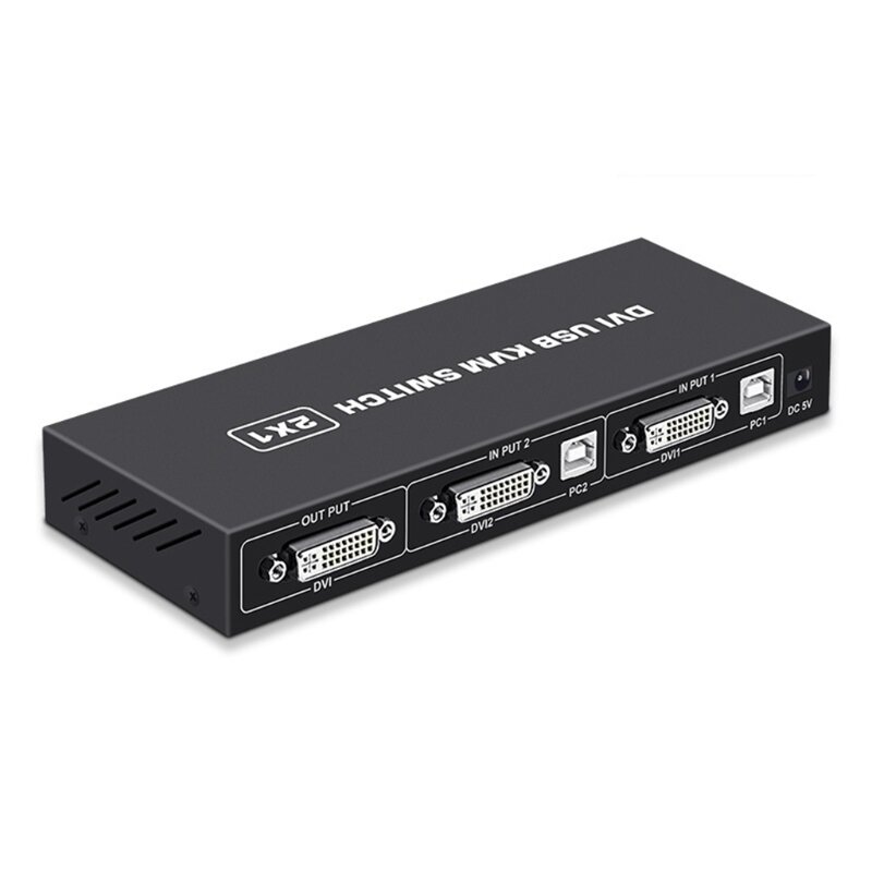 H052 DVI KVM สวิทช์สอง Out 4K คอมพิวเตอร์หุ้น USB คีย์บอร์ดและเมาส์พิมพ์ Switcher Monitor กล่อง Hub