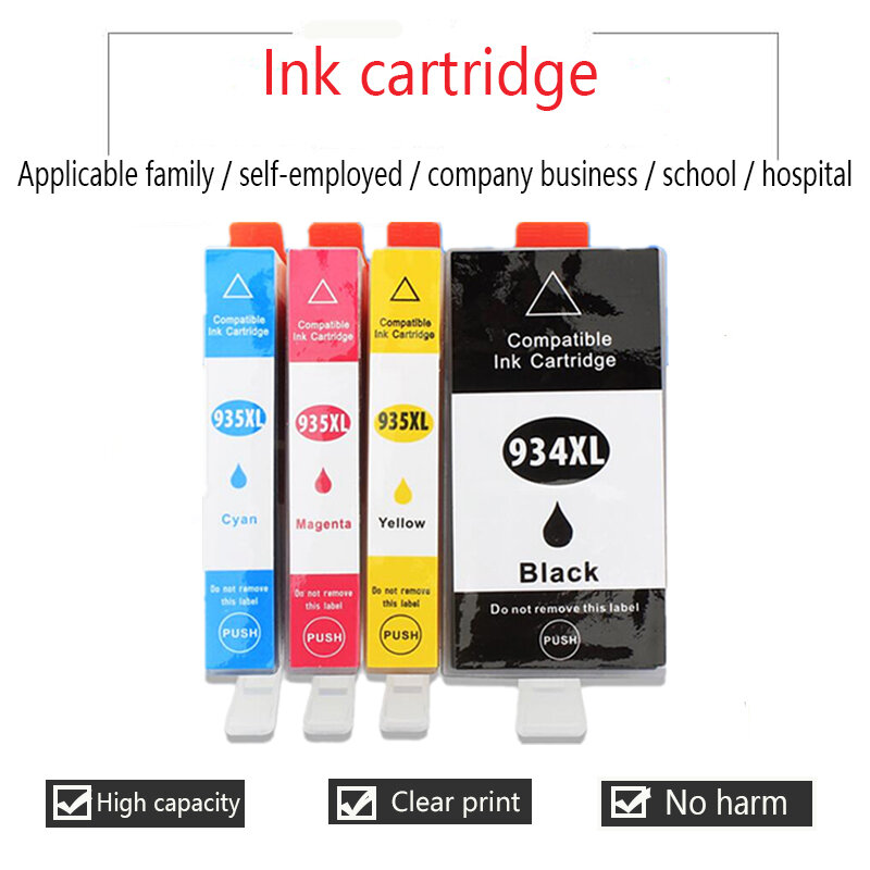 Cartuchos de tinta 4PK para impresora de inyección, compatibles con HP934XL, HP934, 934XL, 934 XL, HP935XL, HP935 XL, Officejet Pro, 6812, 6830, 6815, 6835
