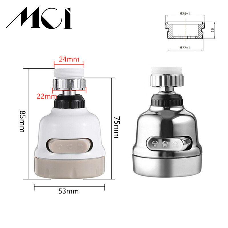 Mci 3 Modes Faucet Aerator Moveable Flexible Tap Head Shower Diffuse  Rotatable Nozzle Adjustable Booster Faucet Accessories