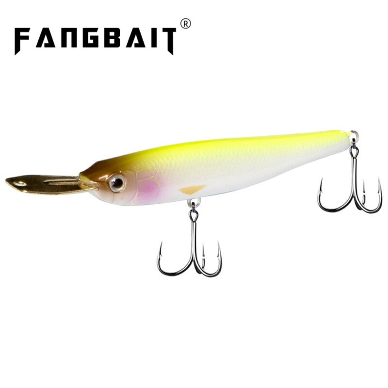 Fangbait-isca tipo lápis para pesca, isca de afundamento duro, pequeno wobbler labial de metal, jerkbait, 40/70mm, para baixo e truta
