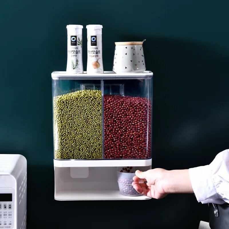 Автоматический пластиковый диспенсер для зерновых культур ящик для хранения Еда танк контейнер риса органайзер для хранения зерна банки К...