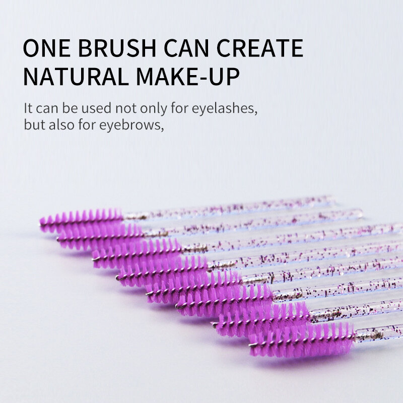 NATUHANA Good Quality Disposable 50 Pcs/Pack Crystal Eyelash Makeup Brush Diamond Handle Mascara Wands Eyelash Extension Tool