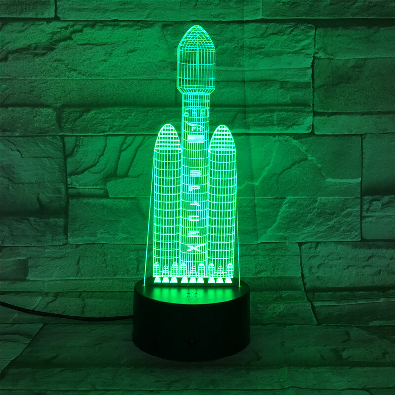 الإبداعية ثلاثية الأبعاد أضواء ليلية الصواريخ لامبارا السرير ضوء الليل 7 ألوان بناء مصباح ديكور المنزل للطفل لعبة هدية 684