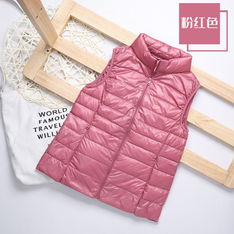 Winter Frauen Ente Unten Weste Mantel Ultraleicht Sleeveless Puffer Weste Jacke Mode Stehen Kragen Winddicht Ente Unten Weste