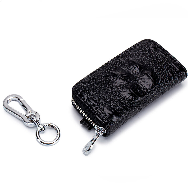 Модная сумка для автомобильных ключей из натуральной кожи с крокодиловым узором, ключей на молнии, чехол-органайзер для ключей от дома из коровьей кожи, мини-кошелек