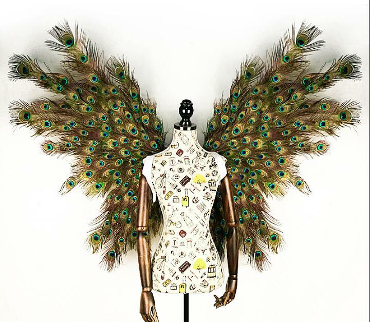 Alas de plumas de pavo real, accesorios de actuación para escenario, 150 CM, gran espectáculo